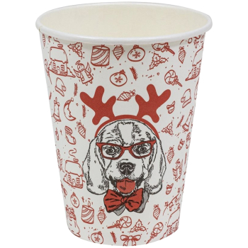 Однослойный стакан «Happy New Year Dog», бумажный, цветной, 300 мл, ∅ 90 мм, 50 шт.