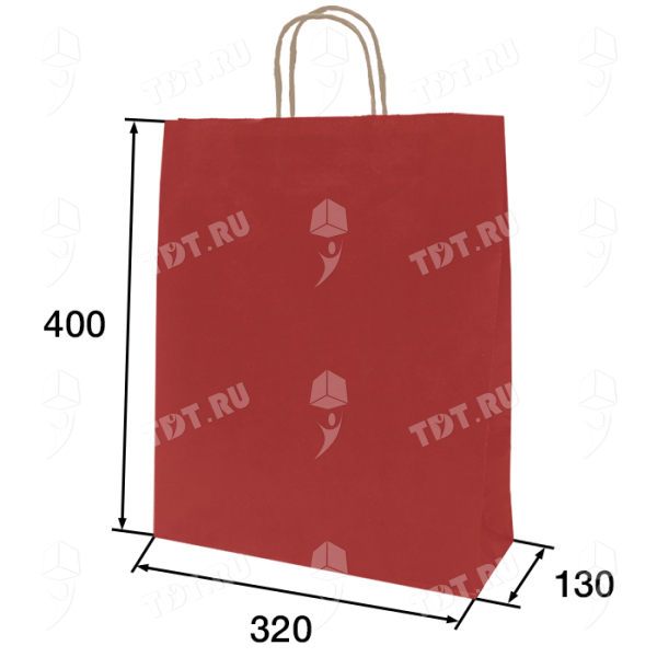 Крафт пакет с крученой ручкой «Красный», 80 г/м², 32*13*40 см