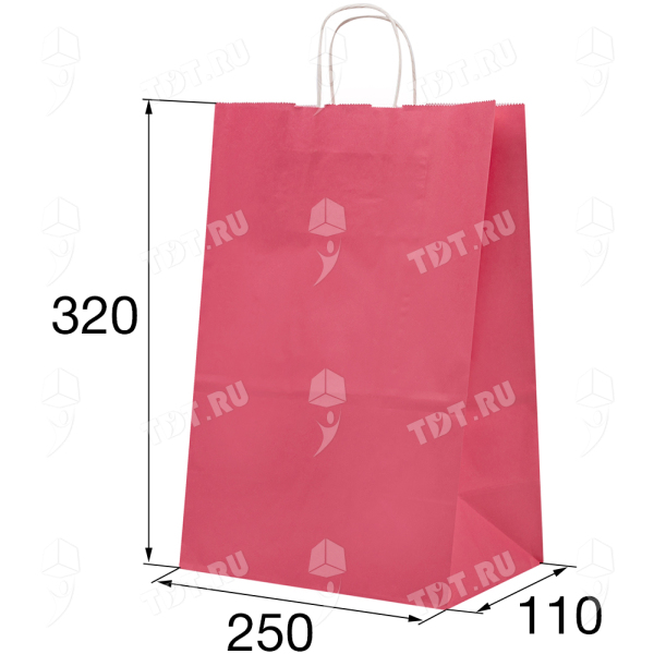 Крафт пакет с крученой ручкой «Розовый», 80 г/м², 25*11*32 см