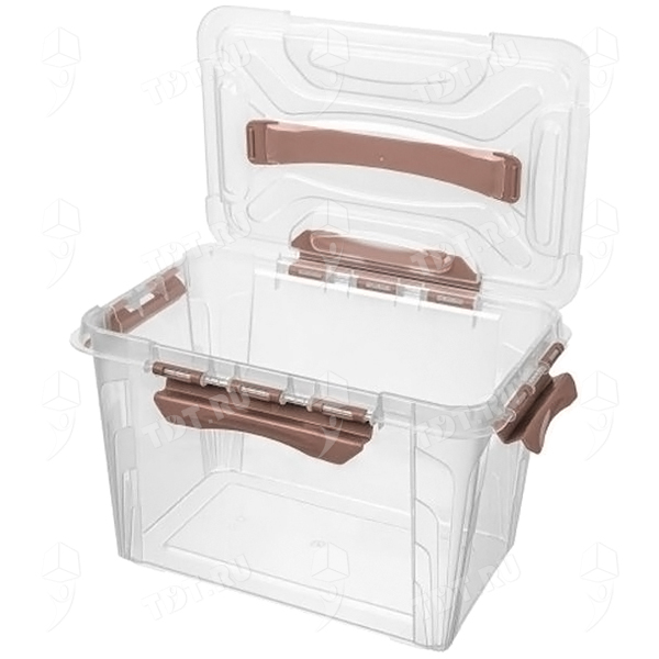 Пластмассовый ящик Grand Box для хранения 290*190*180 мм, крышка с замками, прозрачный, 6.65 л