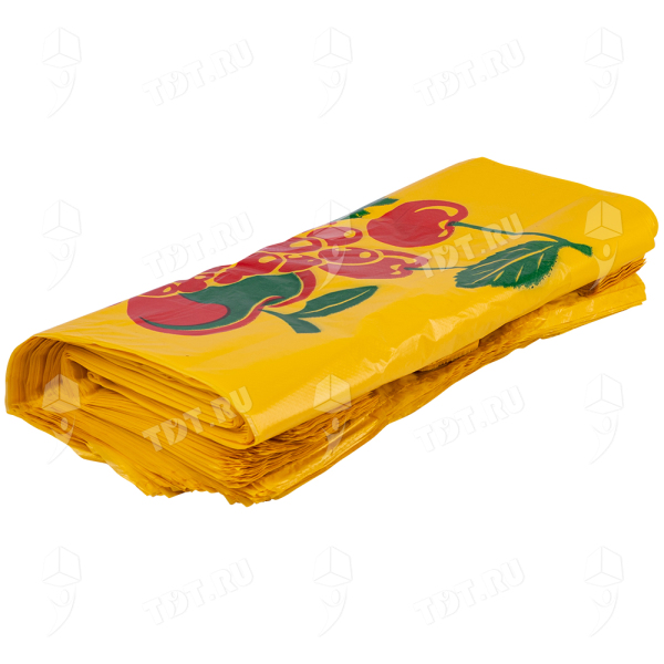 Пакет майка ПНД «Фрукты» желтый, 30+16*55см, 25 мкм, 100шт.