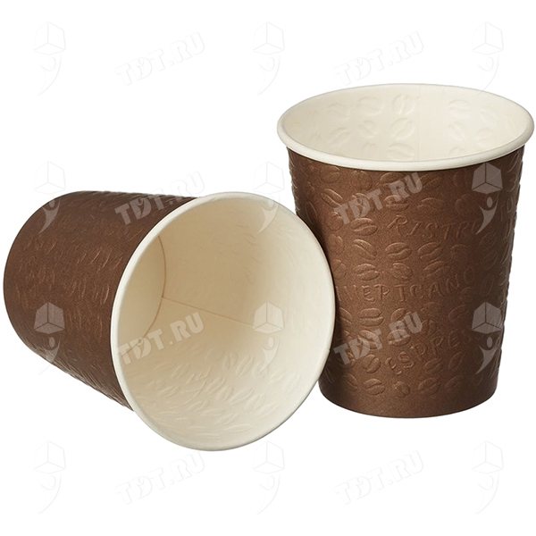 Однослойный стакан «Coffee Touch», бумажный с конгревом, коричневый, 250 мл, ∅ 80 мм, 50 шт.