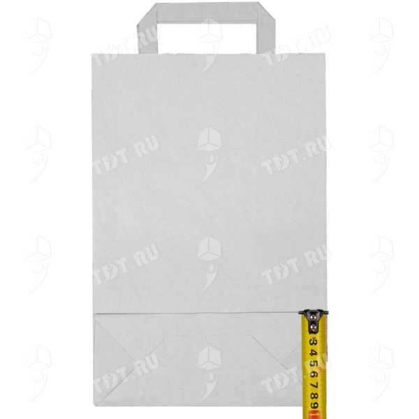Белый пакет с плоской ручкой, 70 г/м², 22*9*33 см